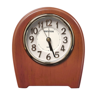 RHYTHM日本丽声实木闹钟家用超静音卧室床头桌面时钟学生宿舍闹钟