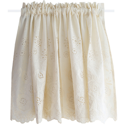 鸢尾乡旅绣花美式风纯色半帘