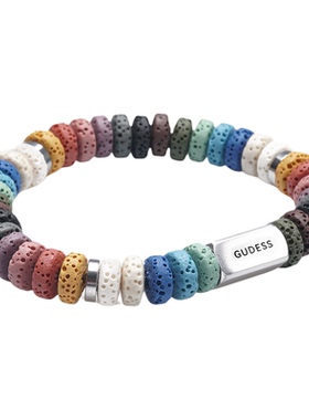 GUDESS原创天然彩色药片火山石香薰手链扩香石刻字手串生日礼物