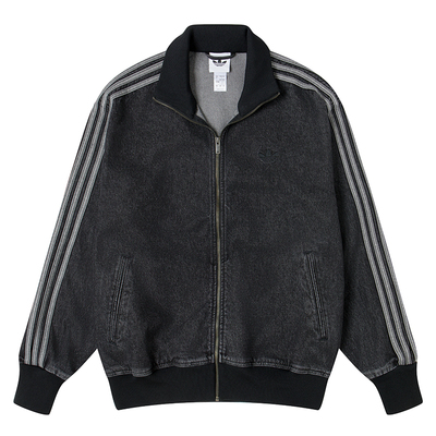 阿迪达斯三叶草男立领牛仔夹克