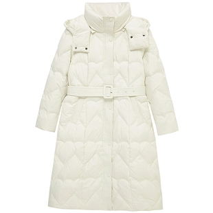 布景羽绒服女中长款冬季新品简约防风立领宽松白鸭绒保暖外套5605
