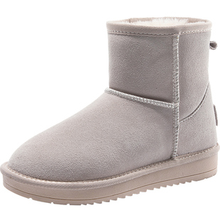 内增高雪地靴女2025年新款洋气短筒靴保暖棉鞋子冬加绒加厚面包鞋