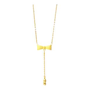 18K金蝴蝶结流苏项链 女在逃公主5G极光金锁骨链纯银镀黄金色礼物