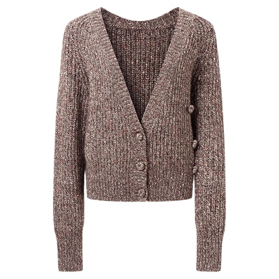 ChicChick驼色浣熊绒斜肩毛衣