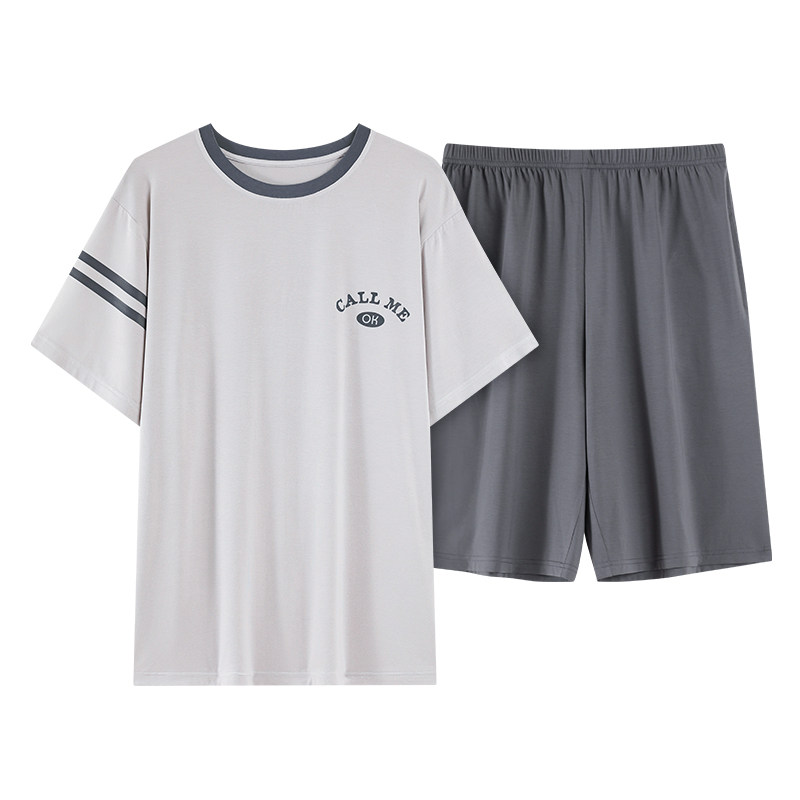 睡衣男夏季纯棉薄款休闲宽松短袖