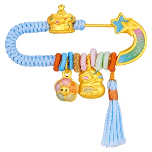 金至尊彩虹甜心黄金胸针太阳花足金别针周岁满月百天礼物送宝宝