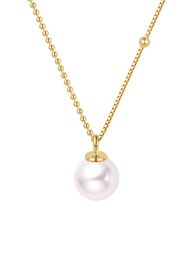 s925天然珍珠项链银镀金吊坠