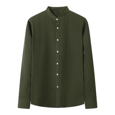 凉感天丝亚麻立领衬衫