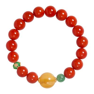 左戈正品天然满肉南红圆珠手串女