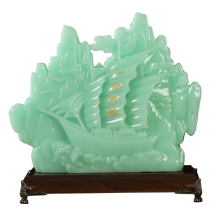 寿山石天下第一福玉石帆船摆件客厅电视柜玄关装饰工艺品乔迁礼物