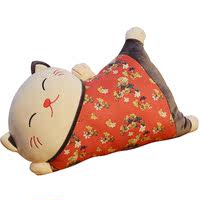 日式招财猫抱枕被子两用毯护腰靠垫