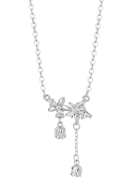 猫蛰S999足银铃兰花流苏项链