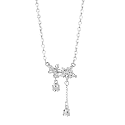 猫蛰S999足银铃兰花流苏项链