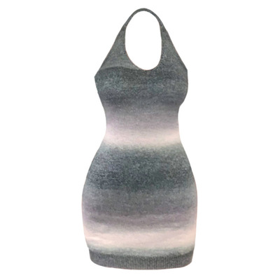 渐变色裙子女包臀裙短款设计感