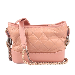 9新CHANEL香奈儿GABRIELLE 流浪粉色牛皮小号斜挎二手奢侈品包包