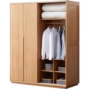 源氏木语实木衣柜卧室柜子橡木移门储物柜家用北欧推拉门定制衣橱