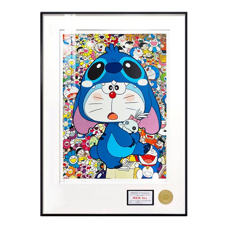 Death NYC版画 哆啦a梦挂画机器猫叮当猫潮画DMon潮流装饰画 带框