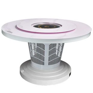 新款电暖桌圆形饭餐桌家用天然气取暖桌燃气烤火桌取暖炉气电两用