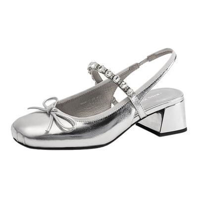 KISSKITTY牛皮复古粗跟玛丽珍鞋