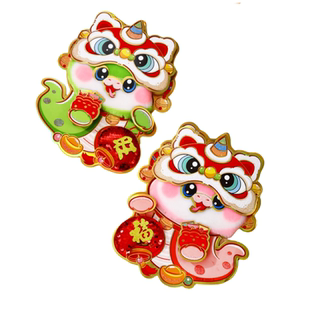 2026马年仿真毛立体对贴可爱门贴玻璃贴福字新年春节装饰贴画卡通