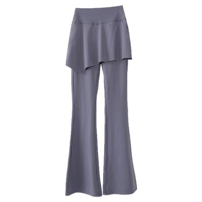 白色假两件微喇瑜伽裤女