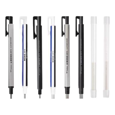 日本Tombow蜻蜓MONO按动橡皮擦超细笔型铅笔擦方头圆头素描细节高光橡皮学生儿童考试美术绘图可换替芯