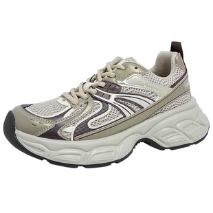 商场同款百田森配阔腿裤的老爹鞋春季新款女款鞋子厚底增高休闲鞋