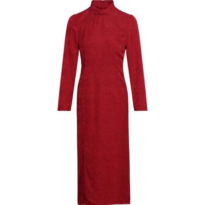 中式复古黛玛诗修身旗袍