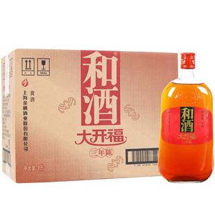 正宗上海老酒 光明和酒大开福三年陈特型半干黄酒1Ll*6瓶整箱装