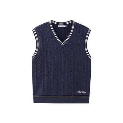 ELLEActiveV领拼接毛织背心