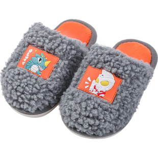 韩版儿童拖鞋秋冬季男童保暖毛毛加绒家居小童防滑女童宝宝棉拖鞋