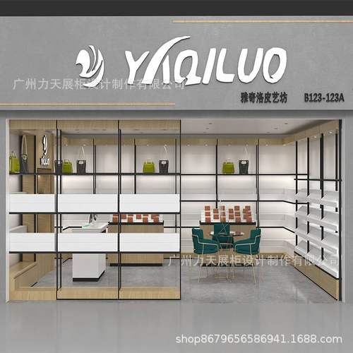 广州工厂男包木质烤漆高柜皮具中岛展台流水台皮具店烤漆高柜展柜