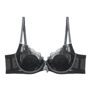 梧桐本色桑蚕丝文胸性感蕾丝纯欲超薄大胸显小兔耳朵胸罩法式内衣