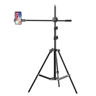 落地带补光灯俯拍支架直播不挡屏神器三脚架手机视频拍摄俯视横杆