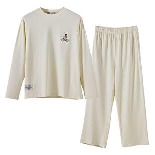 TeenieWeenie小熊睡衣女春季2025新款圆领纯棉长袖宽松家居服套装