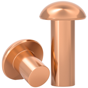 国标纯紫铜敲击式实心圆头铆钉铜半圆头元帽铜钉全M2M3M4M5M6M8mm