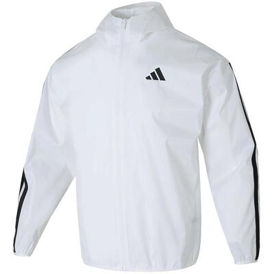 滔搏adidas阿迪达斯男三条纹运动休闲连帽梭织夹克连帽外套JF3682