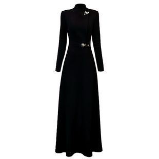 黑色加厚超好看冬装连衣裙女2025新年轻奢高级感气质显瘦长裙132