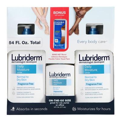 美国直邮Lubriderm身体乳滋润保湿润肤乳秋冬家庭装709ml*2+177ml