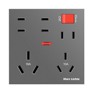 璟致G9灰色哑光多孔插座面板十二孔插带开关USB快充排插16A大功率