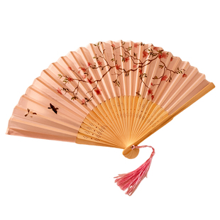 金桂与兔~古风折叠扇子女夏天轻便旗袍汉服随身便携国风舞蹈竹扇