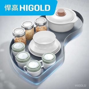 悍高飞碟3.0转角拉篮旋转置物篮橱柜调味篮创意小怪物双层转盘