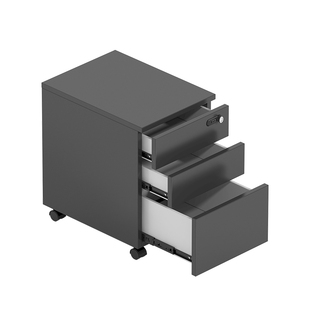 捷奥三抽活动柜文件柜木质办公室储物柜主机柜资料柜收纳密码锁柜