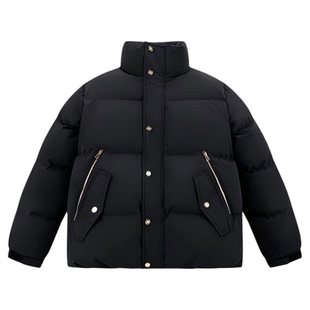 太平鸟男装立领羽绒服2025年冬季新款黑金防寒面包服男短款外套