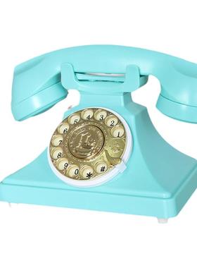 TQJ老式电话欧式办公家用仿古座机带免提金属旋转美式复古话机