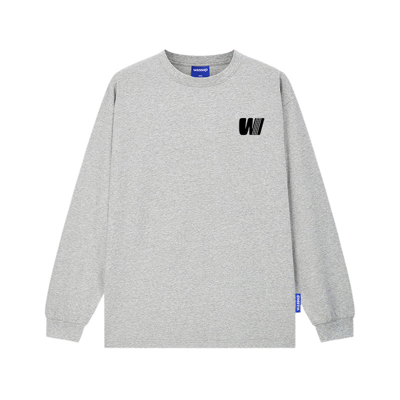 WASSUP美式简约logo长袖T恤男202