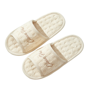新款简约纯棉布艺情侣拖鞋居家室内静音防滑软底可机洗地板拖四季