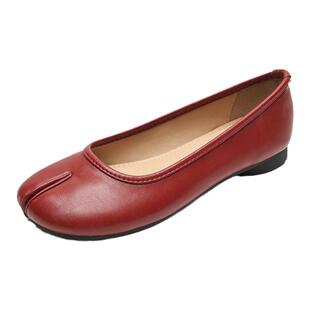 韩版复古风猪蹄分趾鞋女秋季2026新款一脚蹬平底奶奶鞋大码41—43