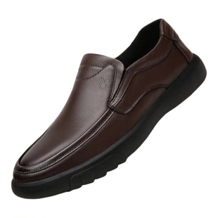 花花公子男士皮鞋真皮软底商务休闲套脚皮鞋中老年爸爸鞋大码鞋