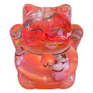 2026年新款流沙瓶入油招财猫摆件开业礼物前台桌面小摆件八方来财